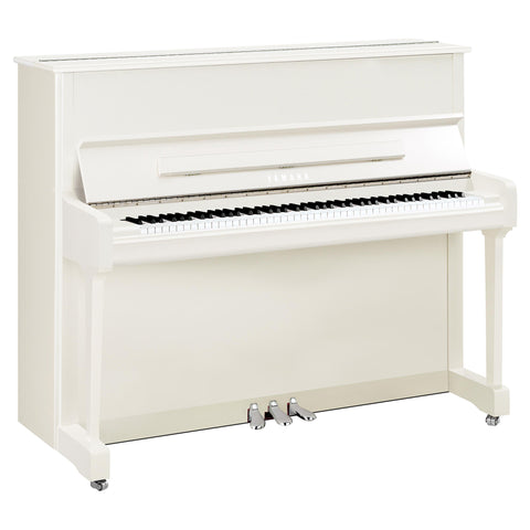 P121M-PWC - Yamaha P121 upright piano Polished White with Chrome Fittings