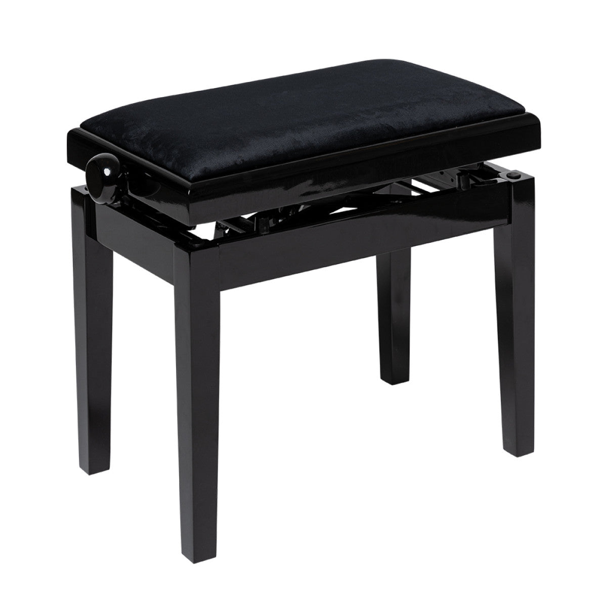 PBH390-BKP-VBK - Stagg PBH390 hydraulic adjustable piano bench - single length Black gloss, black velvet top / A1