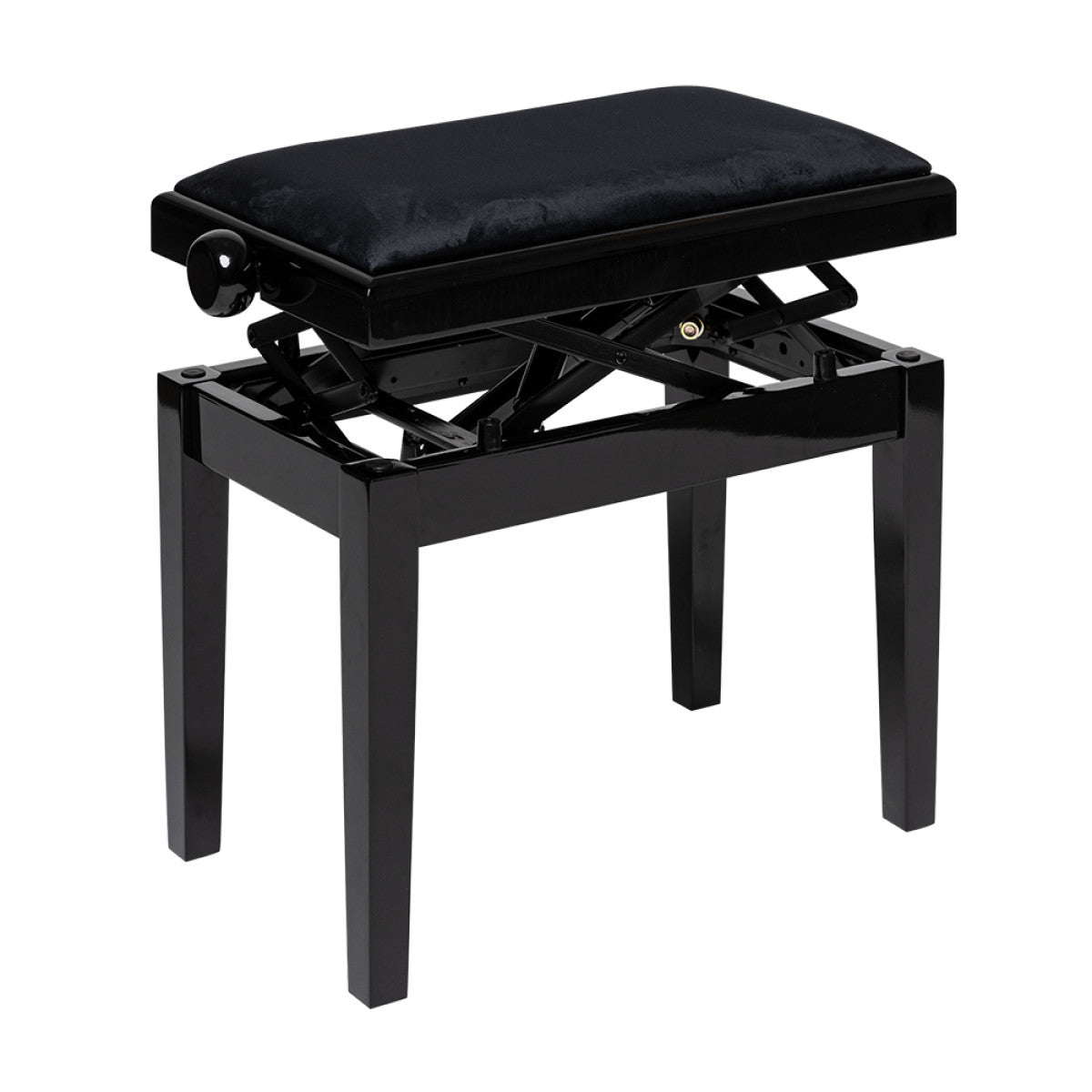 PBH390-BKP-VBK - Stagg PBH390 hydraulic adjustable piano bench - single length Black gloss, black velvet top / A1