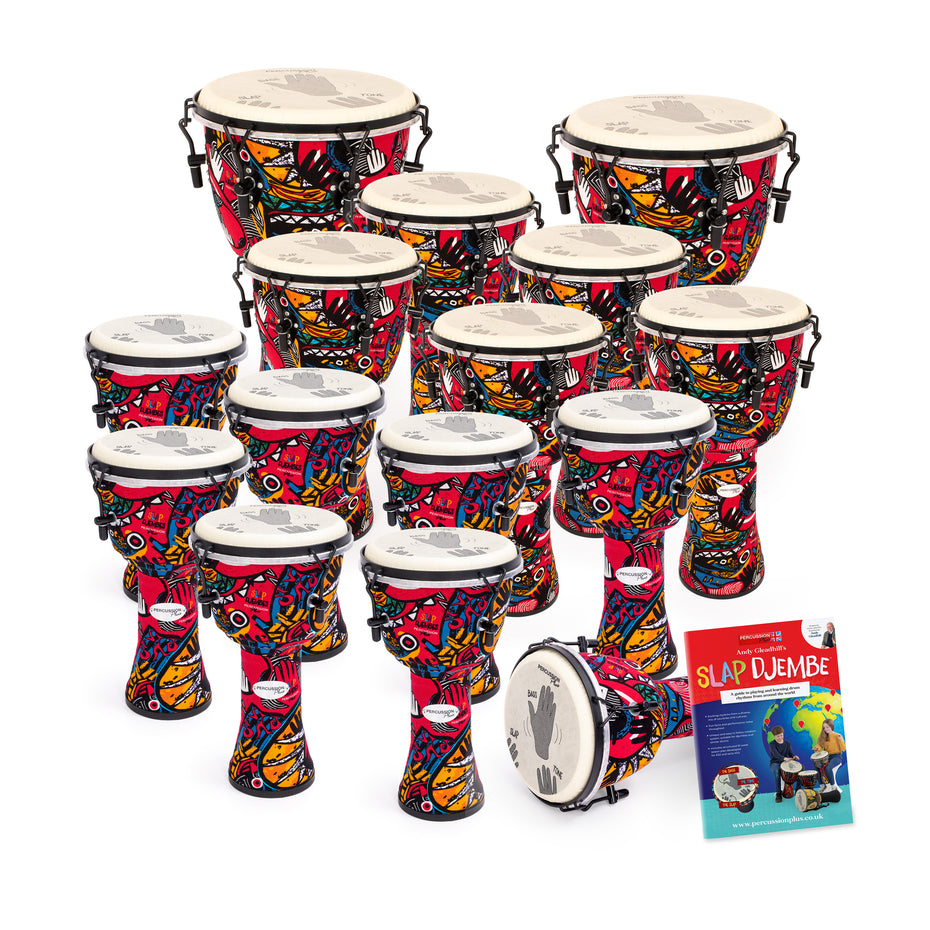 PP666-15PK - Percussion Plus Slap Djembe - Carnival, mechanically tuned 15 pack