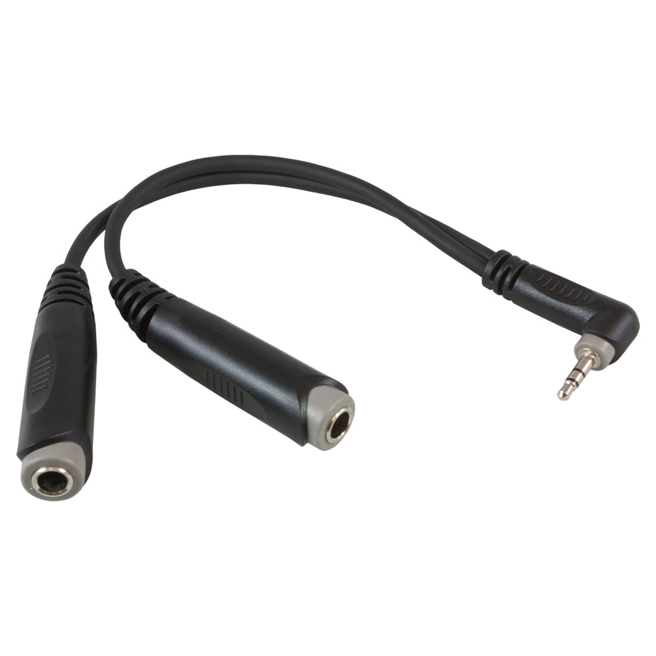 RAYC280A - Roxtone 3.5mm right angle stereo plug to 2 x 6.3mm stereo sockets Default title