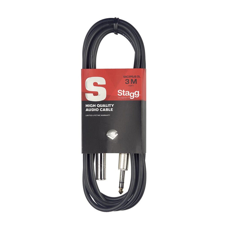 SAC3PSJS-DL - Stagg large jack male to female audio cable extension - 3m Default title