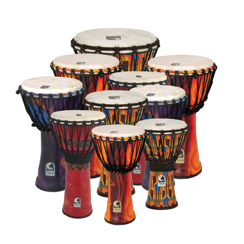 SFDJ-10PK - Toca Freestyle djembe pack - rope tuned 10 player pack