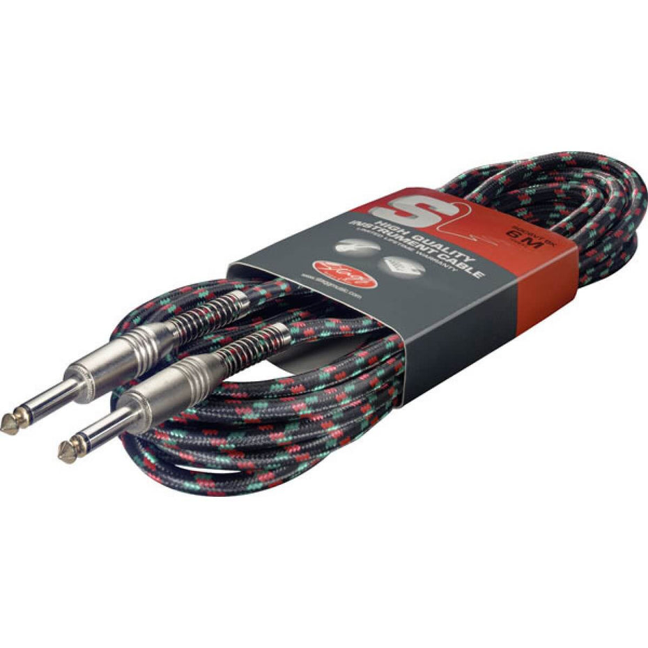 SGC6VT-BK - Stagg S-series vintage mono large jack cable Black tweed