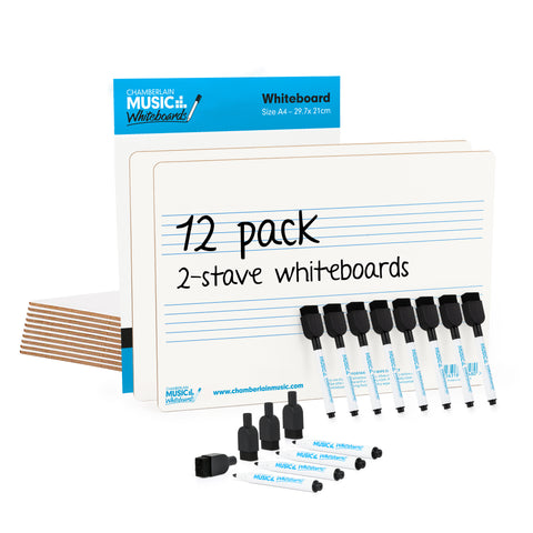 WB105-12PK - A4 mini dry-wipe music whiteboard with 2 pre-printed staves - 12 pack Default title