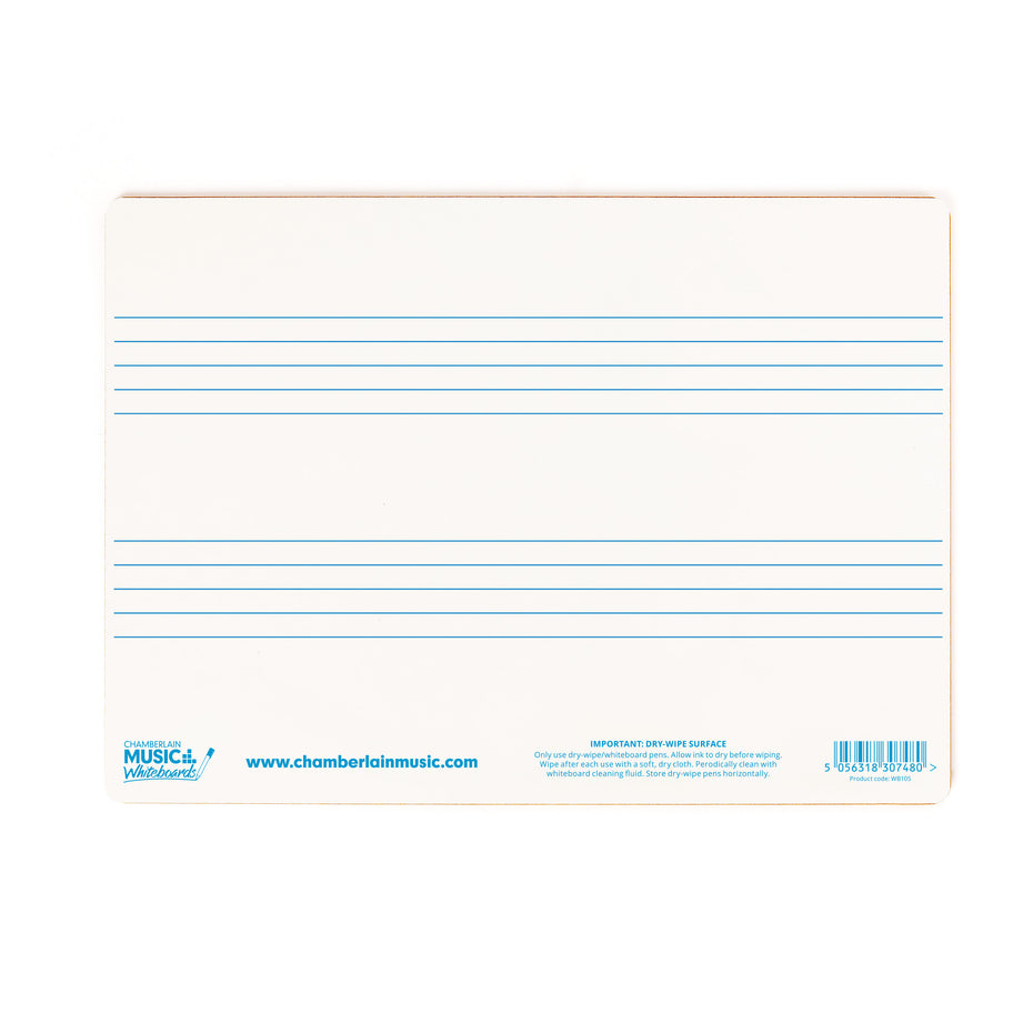 WB105 - A4 mini dry-wipe music whiteboard with 2 pre-printed staves Default title