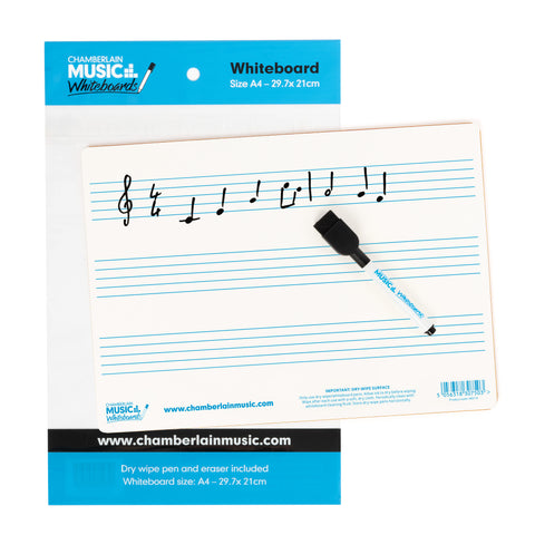WB115 - A4 mini dry-wipe music whiteboard with 3 pre-printed staves Default title
