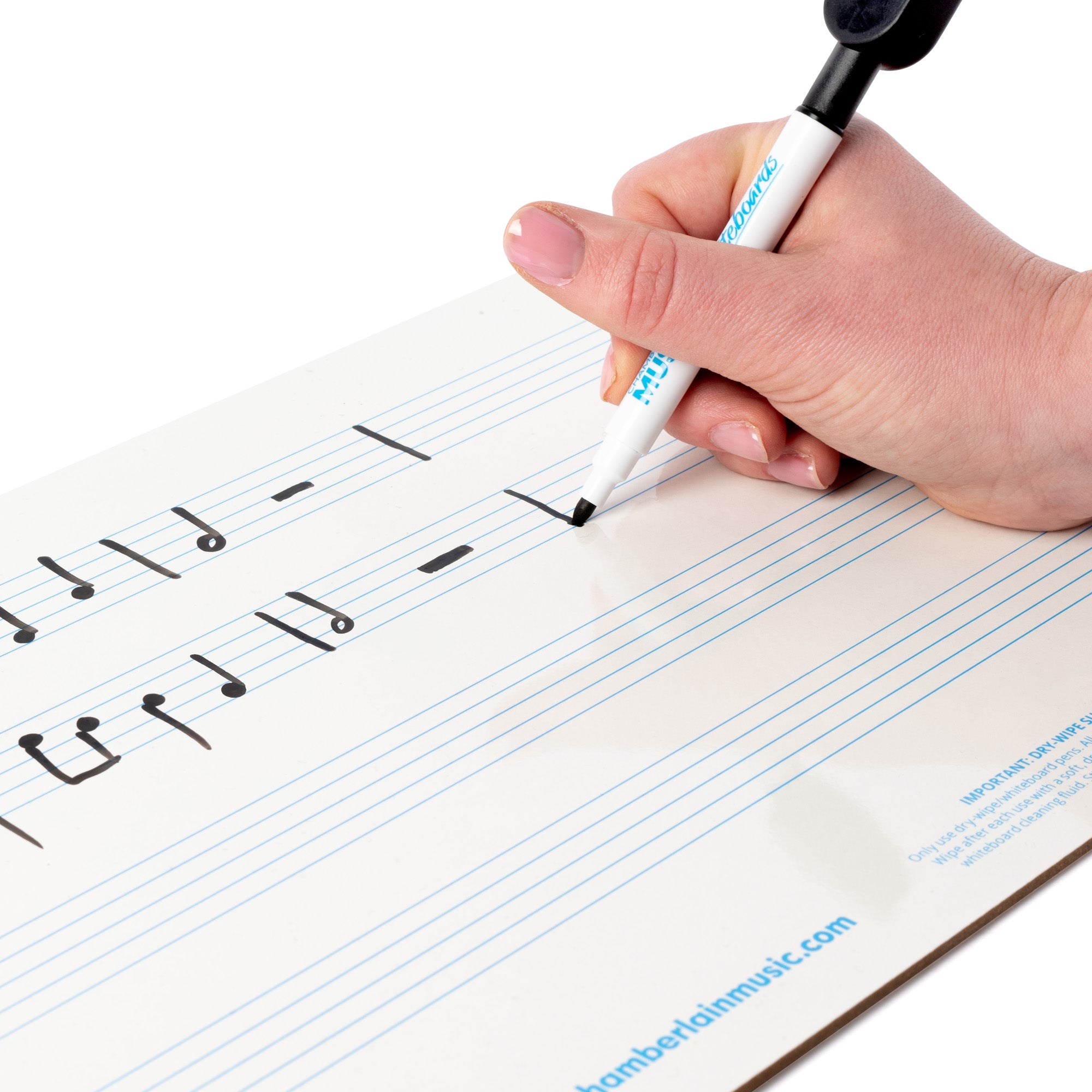 WB125 - A4 mini dry-wipe music whiteboard with 4 pre-printed staves A1