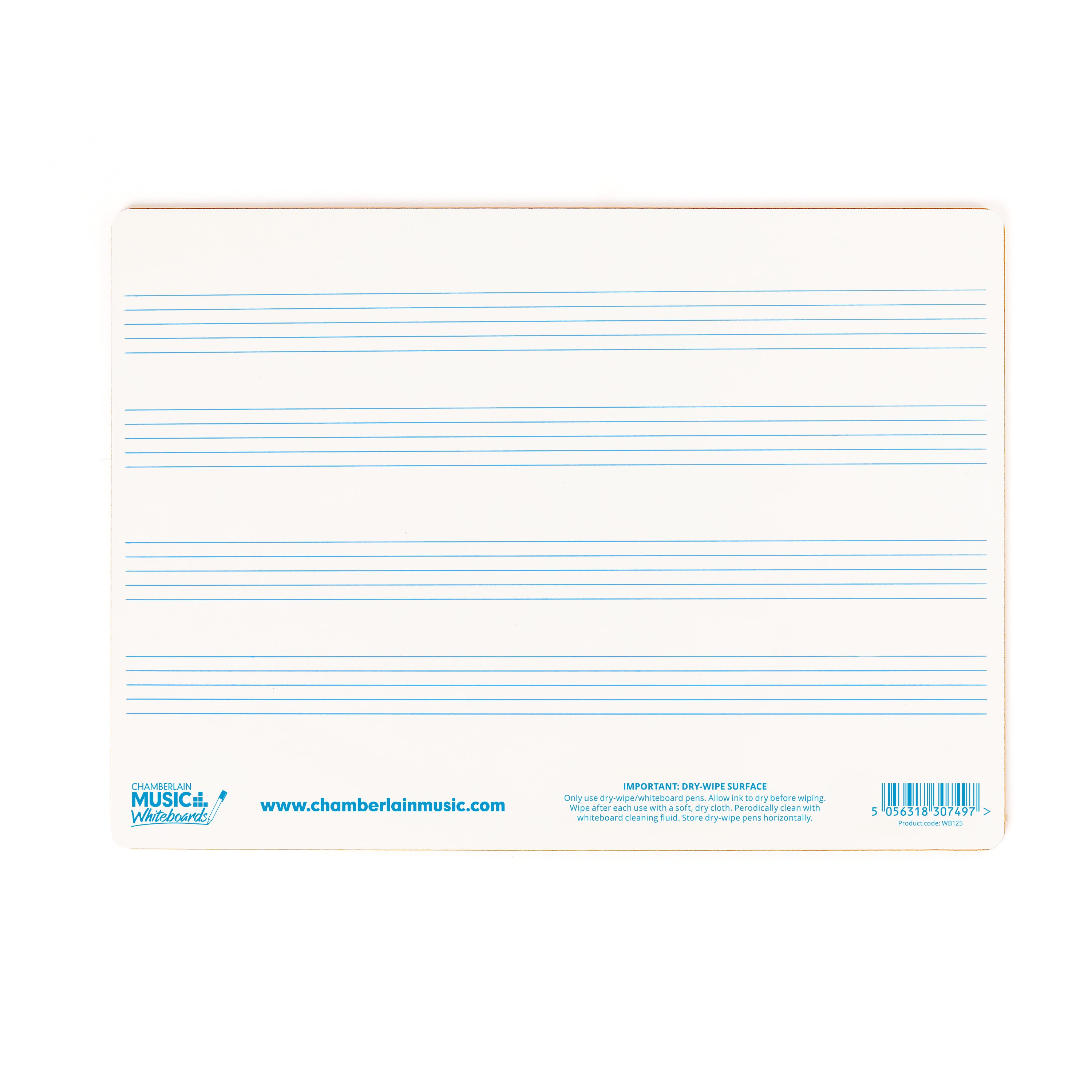 WB125 - A4 mini dry-wipe music whiteboard with 4 pre-printed staves A1