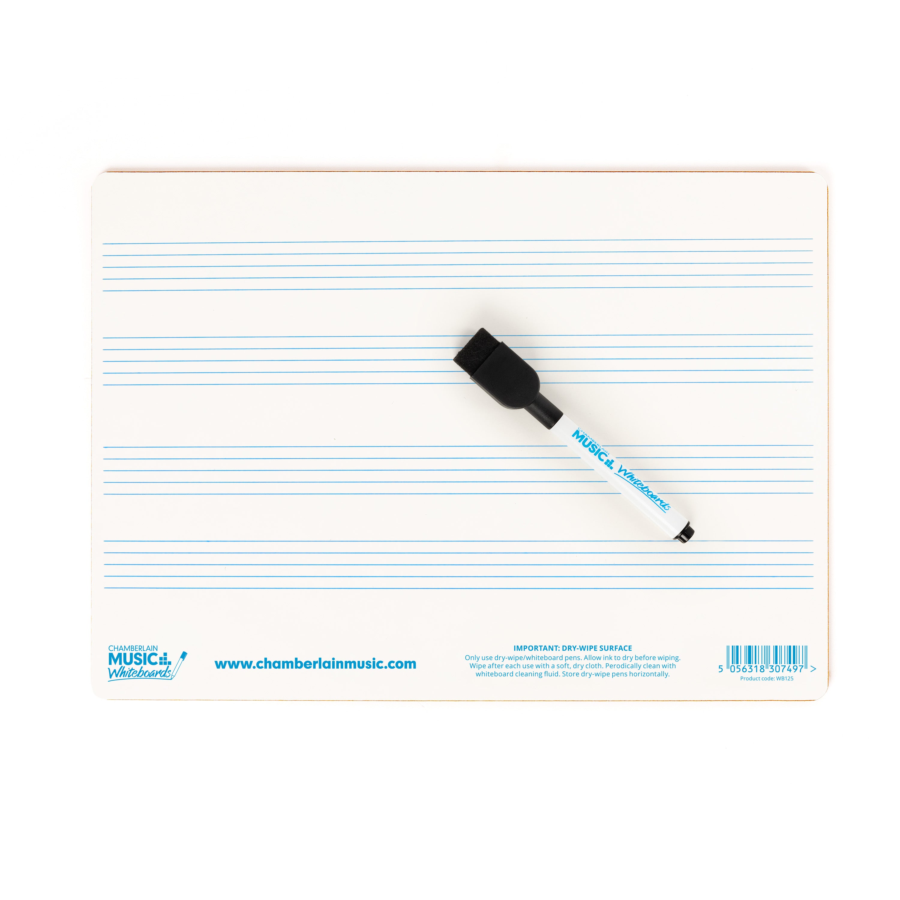 WB125 - A4 mini dry-wipe music whiteboard with 4 pre-printed staves A1
