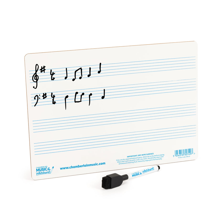 WB125-12PK - A4 mini dry-wipe music whiteboard with 4 pre-printed staves - 12 pack Default title