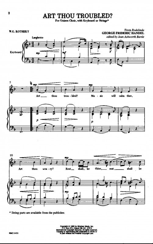 HMC1431 - Handel - Art Thou Troubled - Unison Default title
