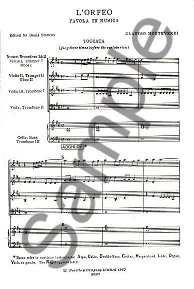 NOV070214 - Monteverdi L'Orfeo - Favola In Musica SV.318: Vocal Score Default title