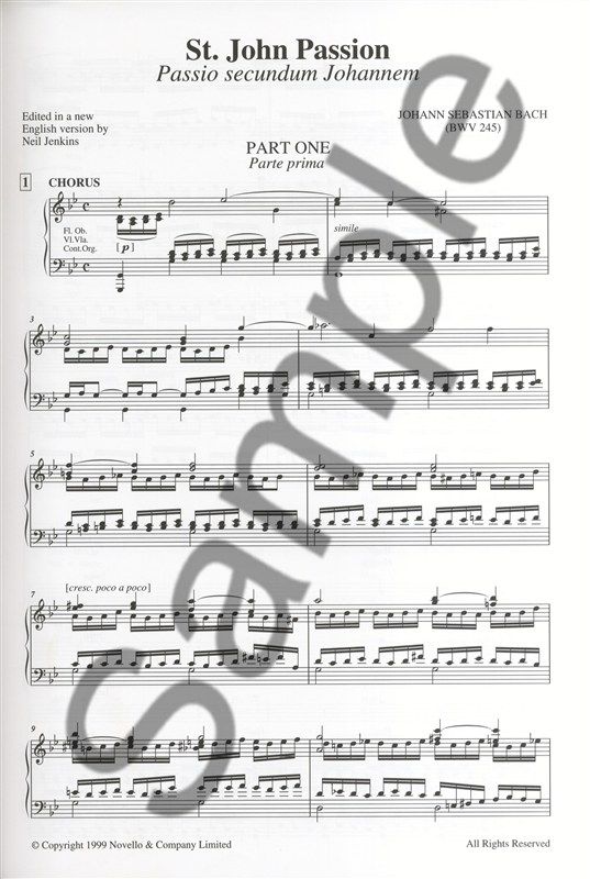 NOV072489 - Bach St. John Passion BWV245 Vocal Score Default title