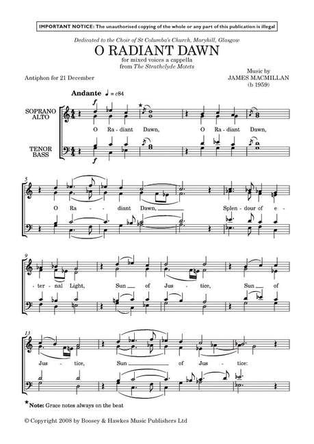M060120275 - MacMillan O Radiant Dawn - SATB (from the Strathclyde Motets) Default title