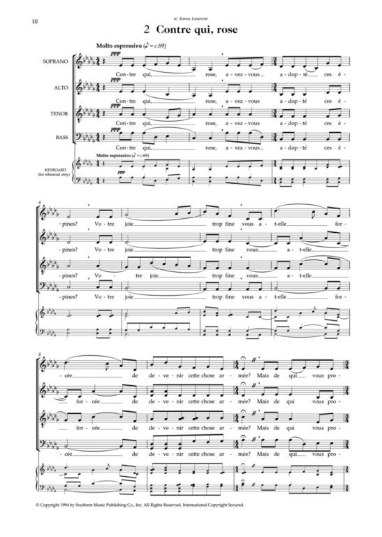 F521290 - Lauridsen Les chansons des roses - SATB & Piano Default title