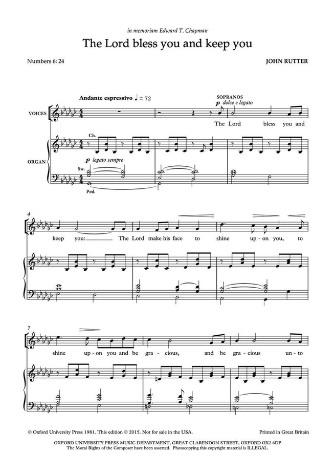 OUP-3405714 - Rutter The Lord bless you and keep you: SATB vocal score Default title