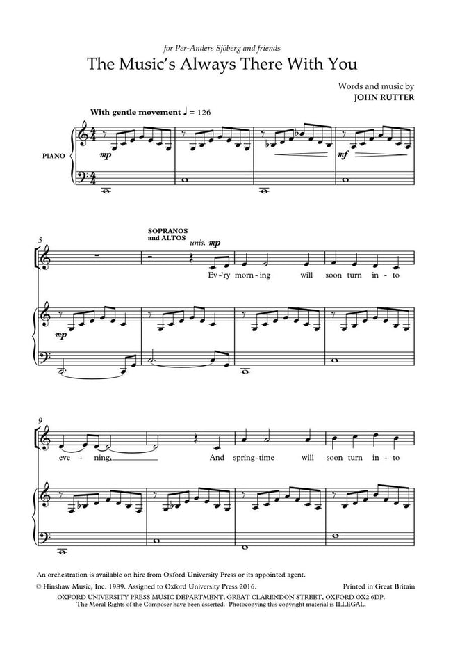 OUP-3416314 - Rutter The Music's Always There With You: Vocal score Default title
