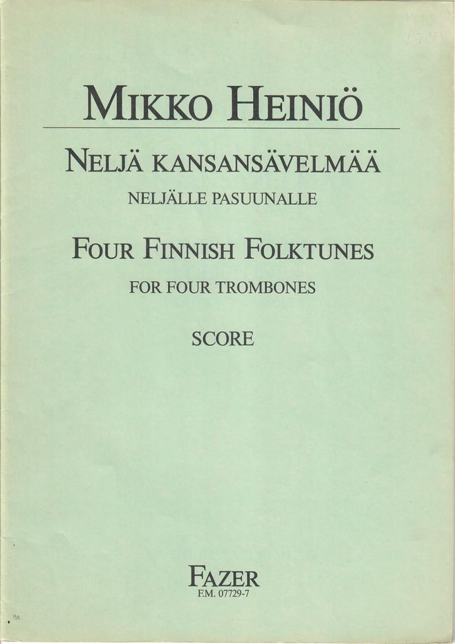 FM077297 - Heinio Four Finnish Folktunes for Four Trombones Default title