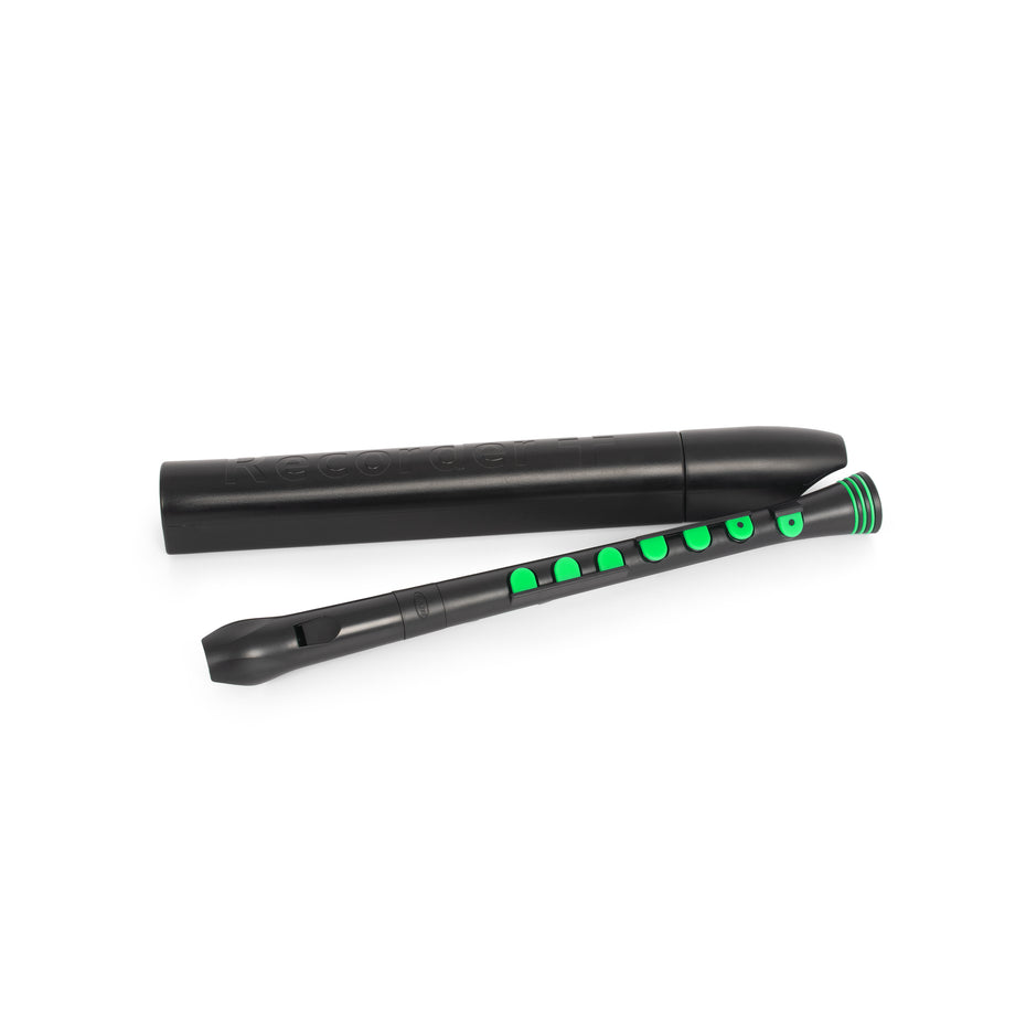 N320RDBGN - Nuvo N320 descant recorder+ Black with green trim
