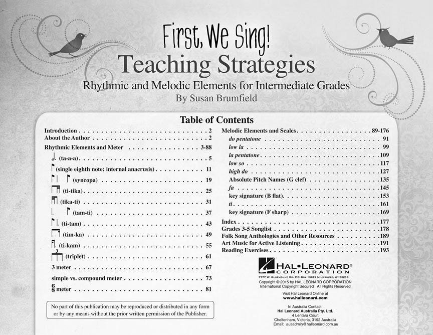 HL00140886 - Brumfield First We Sing Teaching Strategies Intermediate Resource Pack Default title