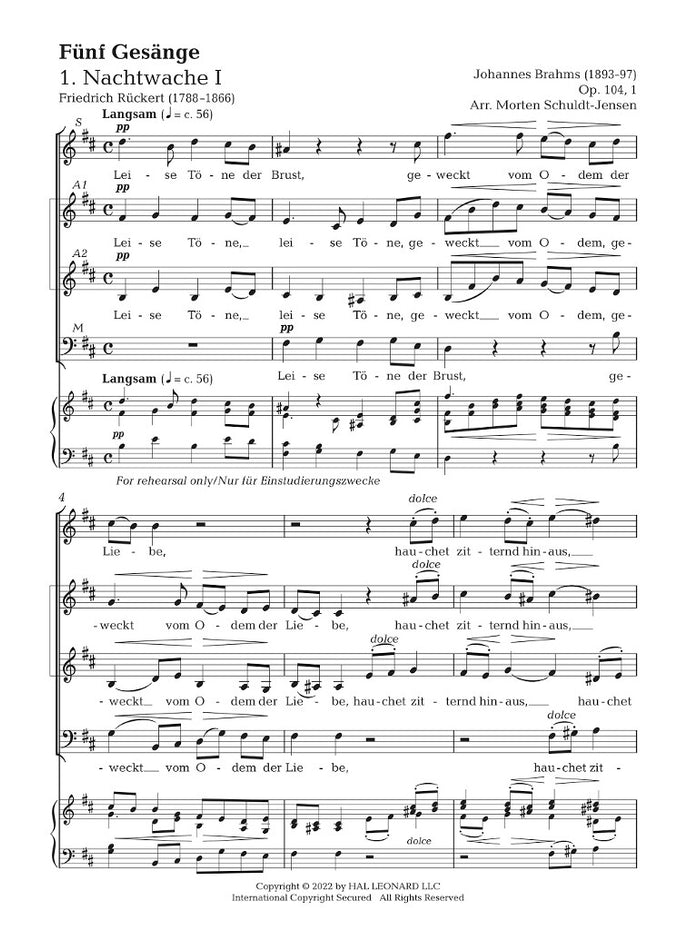 HL00373818 - Brahms Funf Gesange Op 105 Default title