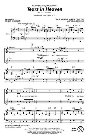 HL08202070 - Tears In Heaven SSA Choral Default title