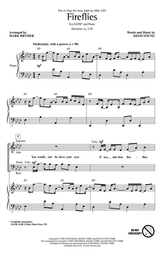 HL08202579 - Owl City: Fireflies SATB Default title