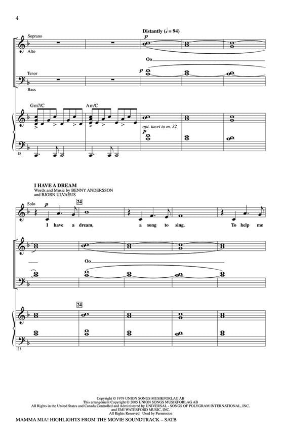HL08621354 - Mamma Mia! Highlights From the Movie Soundtrack (SATB) Default title