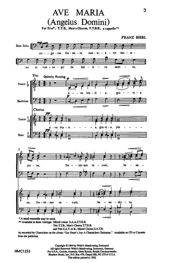 HMC1253 - Biebl - Ave Maria (Trio / TTBB) - Trio (TTB), TTBB, Bass & Tenor Solo Default title