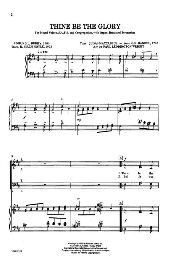 HMC1323 - Handel - Thine Be the Glory - SATB Default title