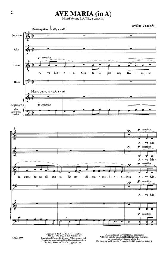 HMC1499 - Orban - Ave Maria (In A) SATB Default title