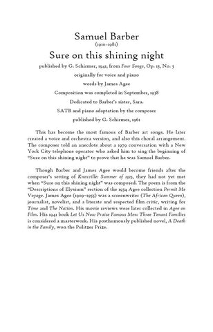 GS30893 - Samuel Barber: Sure On This Shining Night (SATB) Default title