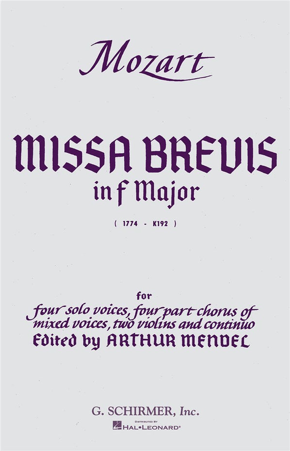 GS32463 - W.A. Mozart: Missa Brevis In F Major K192 Default title