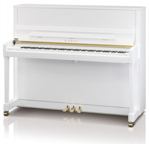 K-300-WHP,K-300SL-WHP - Kawai K300 upright piano Polished White, Chrome Fittings