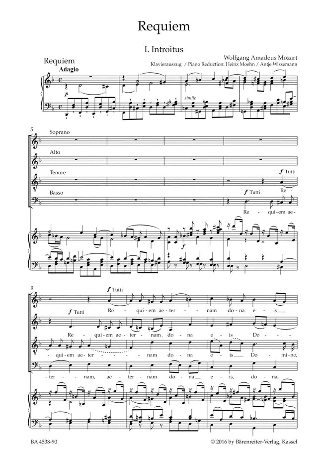 BA4538-90 - Mozart Requiem K626 Vocal Score Urtext Default title