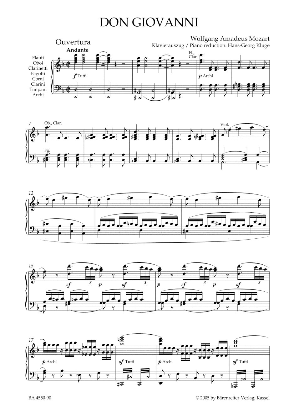 Mozart Don Giovanni (ossia Il dissoluto punito) K. 527 Vocal