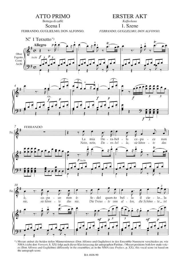 BA4606-90 - Mozart Così fan tutte (ossia La scuola degli amanti) K.588 Vocal Score Default title