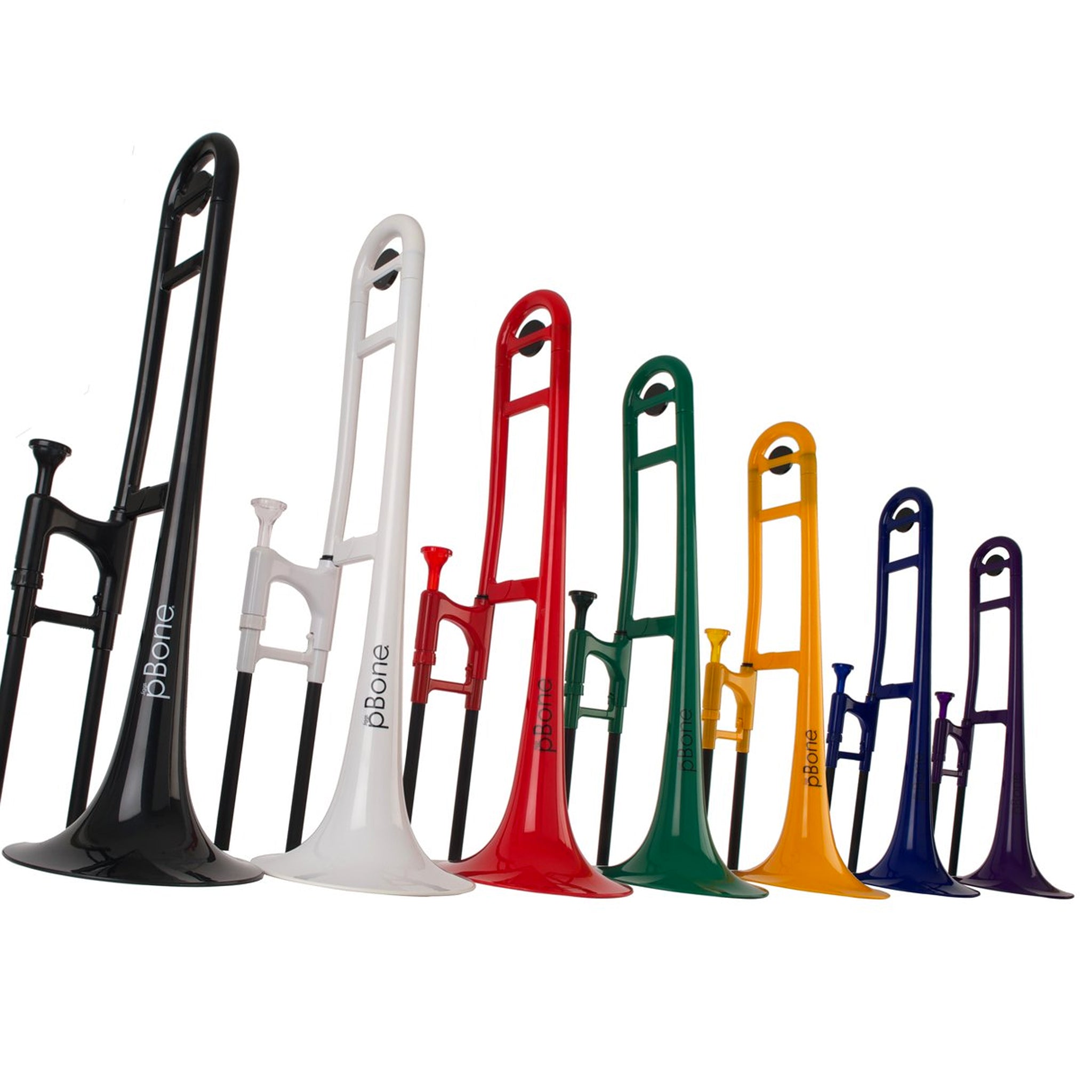 PBONE1BK,PBONE1BL,PBONE1G,PBONE1O,PBONE1P,PBONE1R,PBONE1W,PBONE1Y - pBone plastic Bb tenor trombone Black / A1